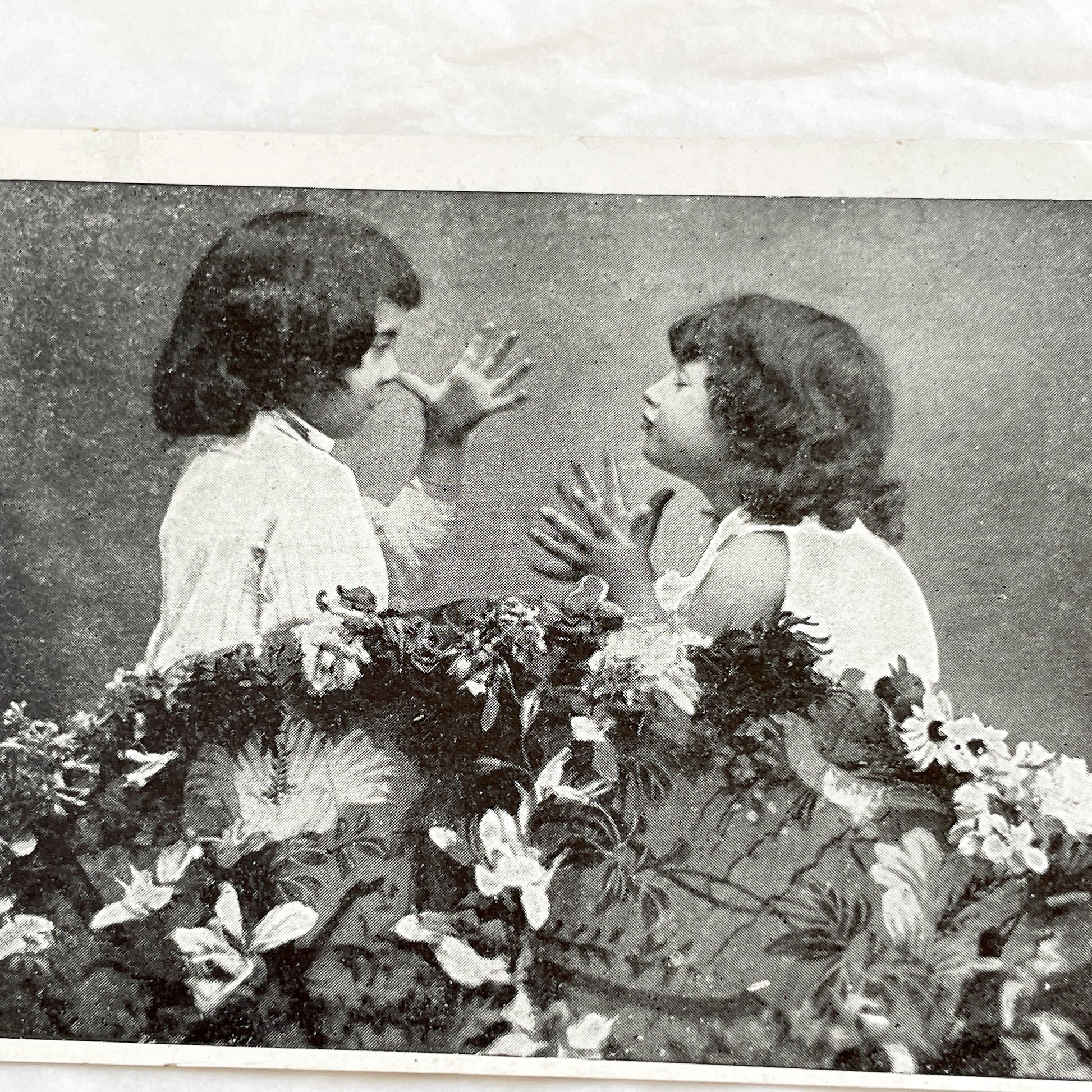 1900s - Vintage Children Postcard - Antique Photo Card - Two Young Girls Playing - Edwardian Era Ephemera Collectible