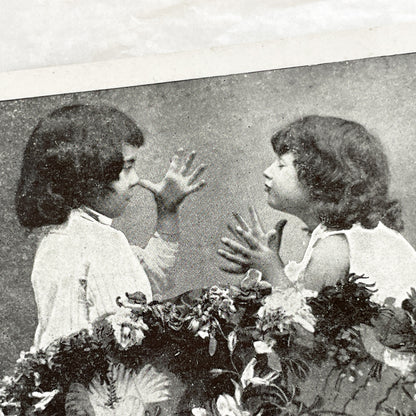 1900s - Vintage Children Postcard - Antique Photo Card - Two Young Girls Playing - Edwardian Era Ephemera Collectible