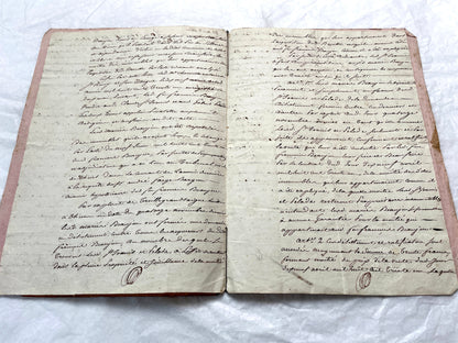 Mid 19th Century French notarial act - handwritten legal document with Royal stamp