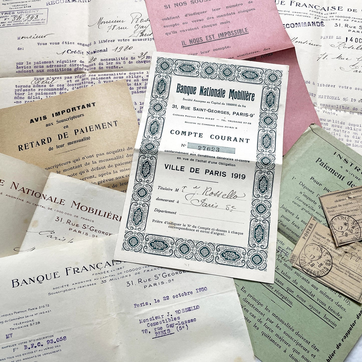 1920s - Vintage French Financial Documents Collection - Banque Nationale Mobilière - Ville de Paris Obligation - Historical Paper Ephemera