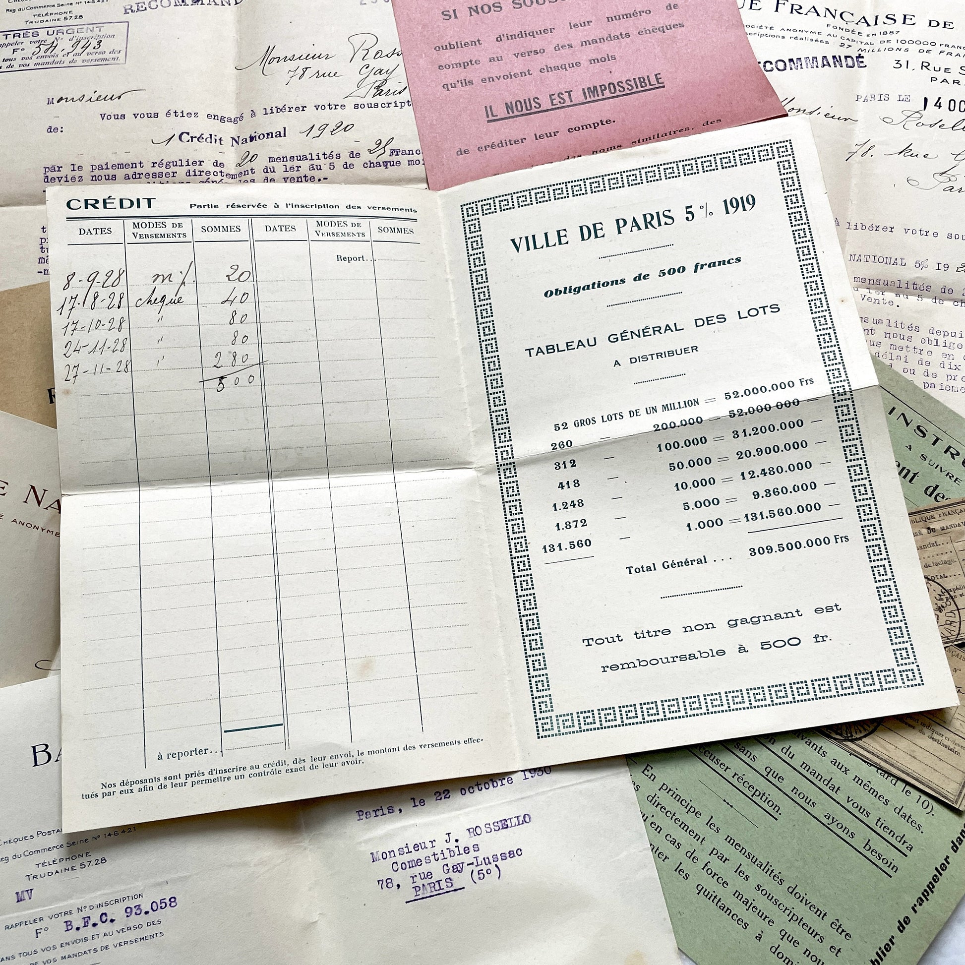 1920s - Vintage French Financial Documents Collection - Banque Nationale Mobilière - Ville de Paris Obligation - Historical Paper Ephemera