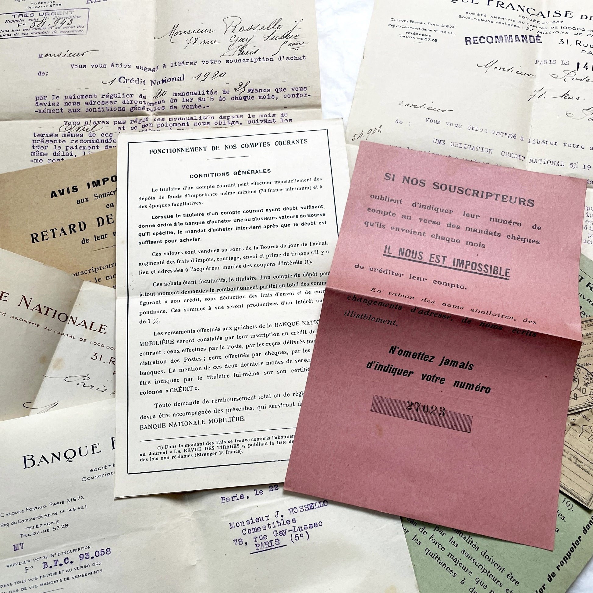 1920s - Vintage French Financial Documents Collection - Banque Nationale Mobilière - Ville de Paris Obligation - Historical Paper Ephemera