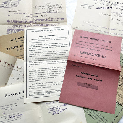 1920s - Vintage French Financial Documents Collection - Banque Nationale Mobilière - Ville de Paris Obligation - Historical Paper Ephemera