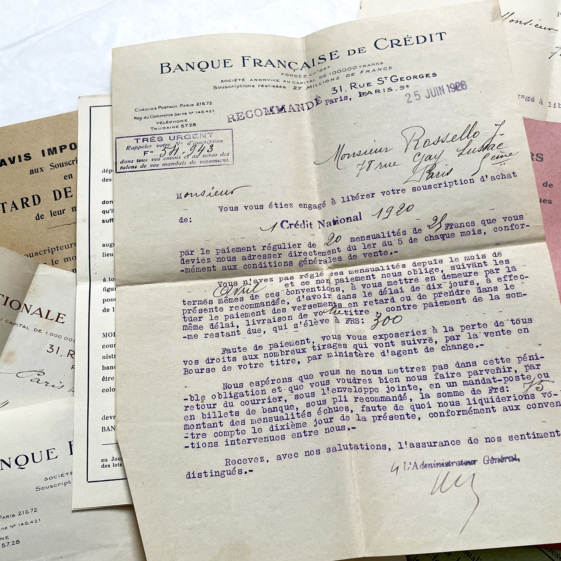 1920s - Vintage French Financial Documents Collection - Banque Nationale Mobilière - Ville de Paris Obligation - Historical Paper Ephemera