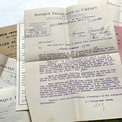 1920s - Vintage French Financial Documents Collection - Banque Nationale Mobilière - Ville de Paris Obligation - Historical Paper Ephemera