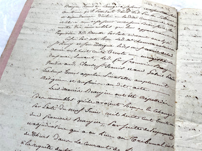 Mid 19th Century French notarial act - handwritten legal document with Royal stamp