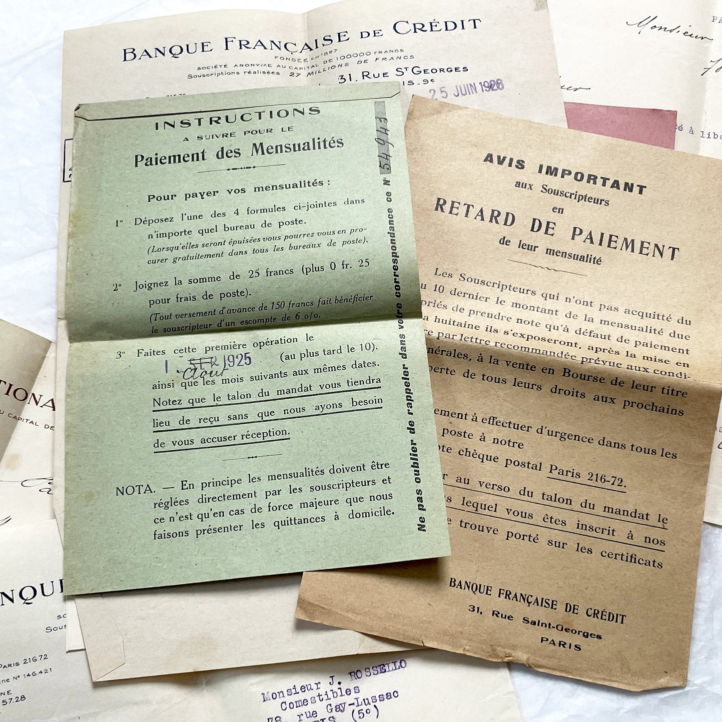 1920s - Vintage French Financial Documents Collection - Banque Nationale Mobilière - Ville de Paris Obligation - Historical Paper Ephemera