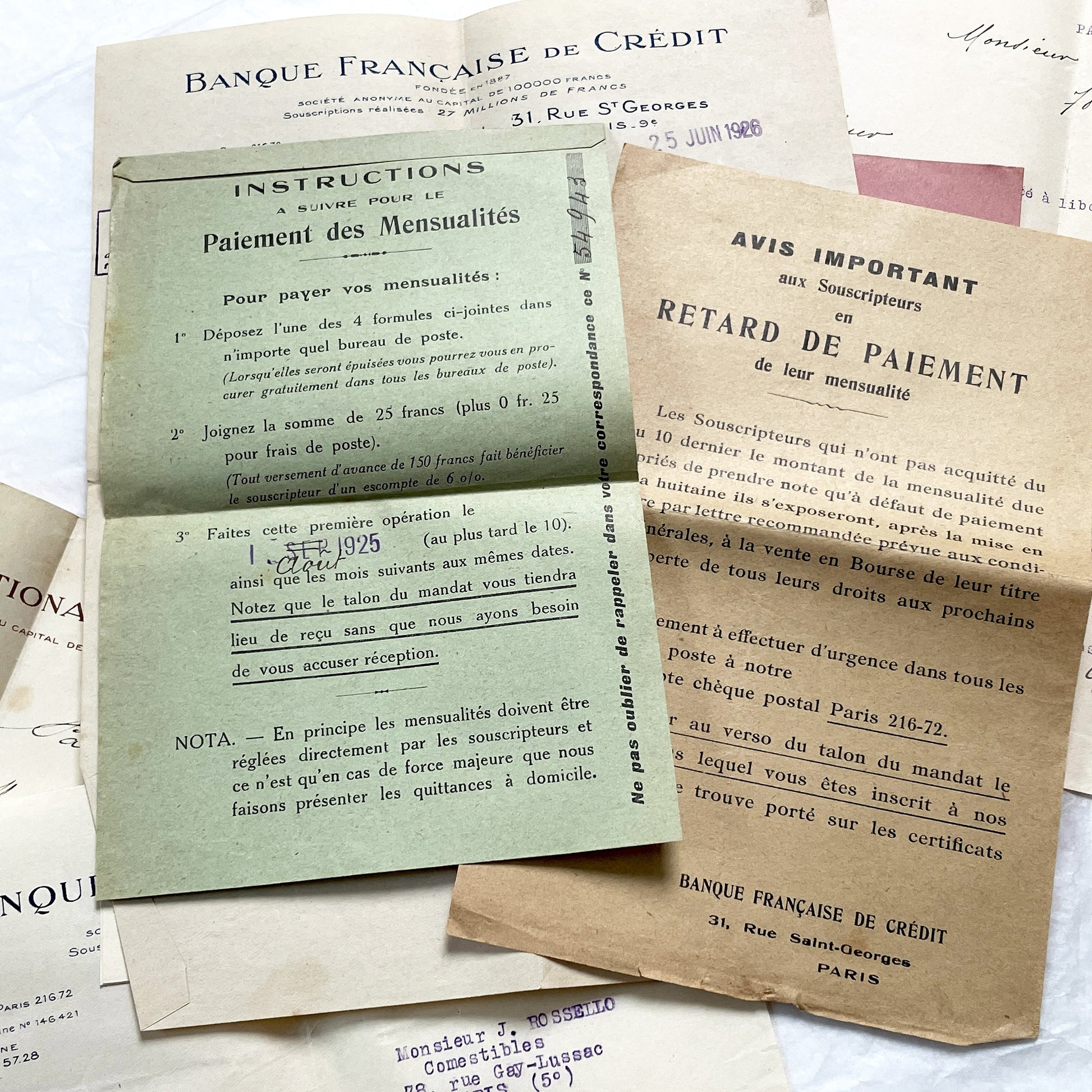 1920s - Vintage French Financial Documents Collection - Banque Nationale Mobilière - Ville de Paris Obligation - Historical Paper Ephemera