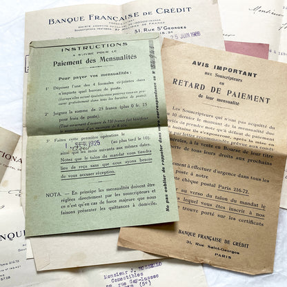 1920s - Vintage French Financial Documents Collection - Banque Nationale Mobilière - Ville de Paris Obligation - Historical Paper Ephemera