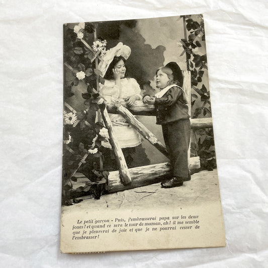 1900s - Antique Children Postcard - Sentimental Kids Scene - Black & White Photo - Edwardian Era - Nostalgic French Caption