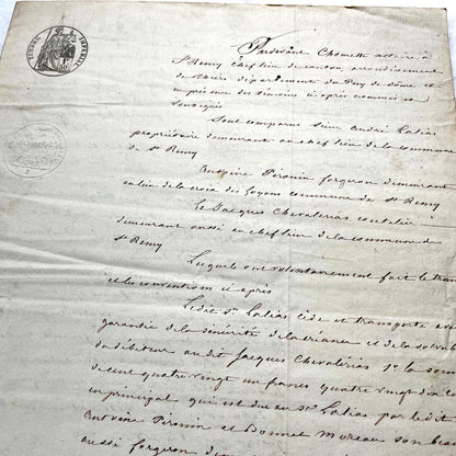 Mid 19th Century French notarial act with clear handwriting and 'Timbre Imperial' official tax stamp.