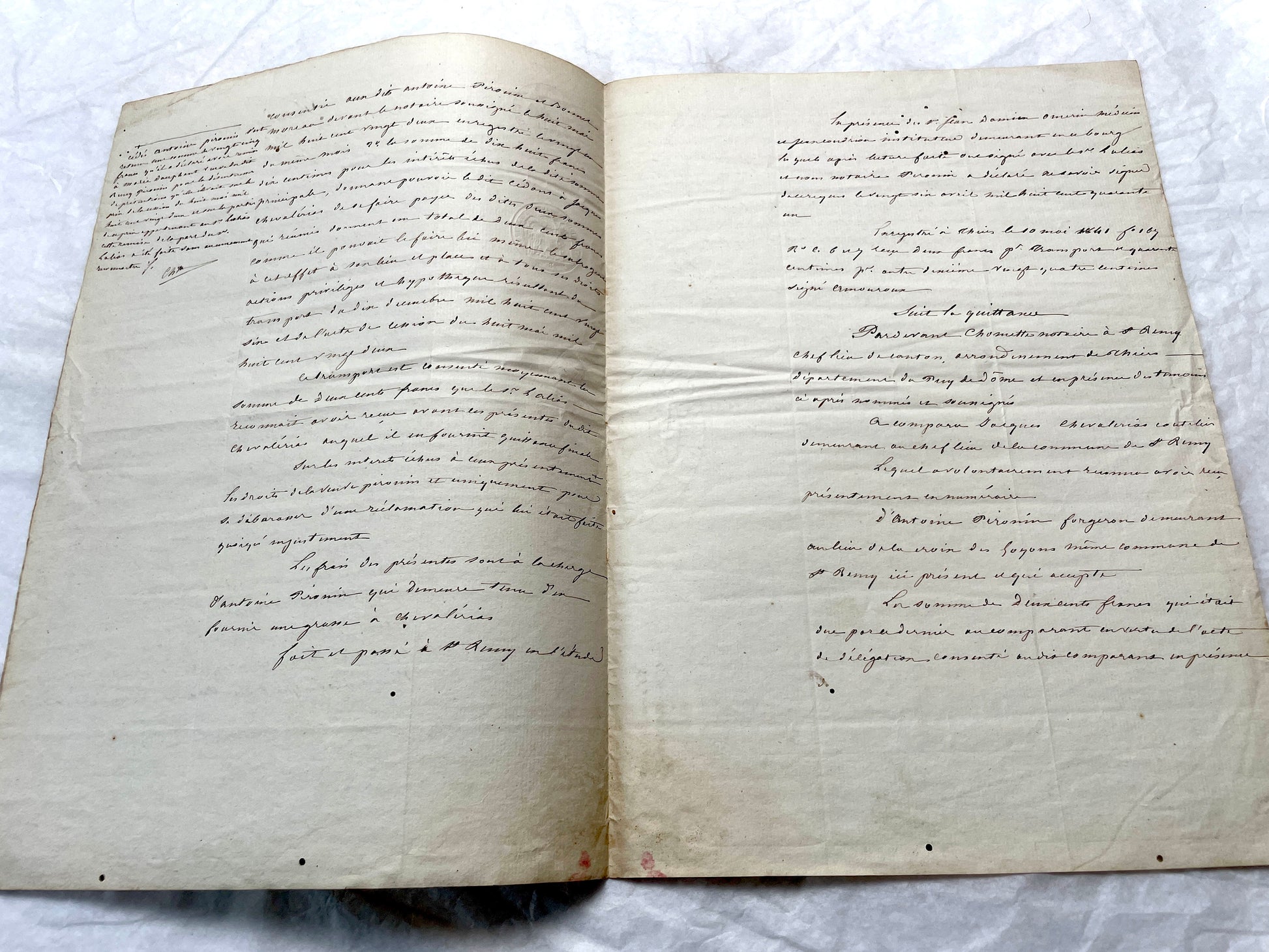 Mid 19th Century French notarial act with clear handwriting and 'Timbre Imperial' official tax stamp.
