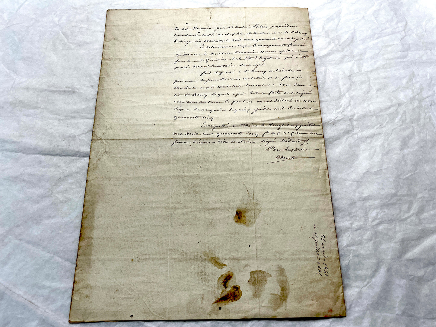 Mid 19th Century French notarial act with clear handwriting and 'Timbre Imperial' official tax stamp.
