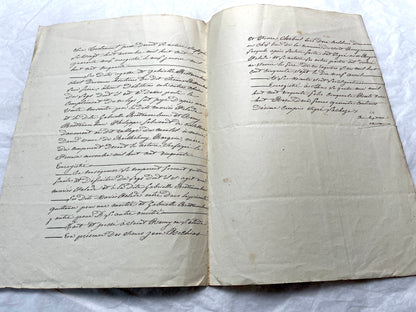 Mid 19th Century French Notarial Act with handwritten script and 'Timbre Imperial' stamp.