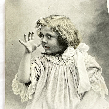 1900s - Antique French Postcard - Playful Child Portrait Photo - Vintage Ephemera Collectible - 'Tiens, Voila Pour Toi!'