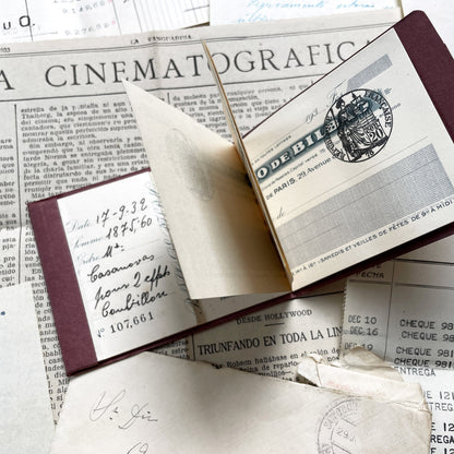 1930s - Vintage European Ephemera - Spanish and French Handwritten Letters, Bank Documents, Historical Cinema Newspaper Clippings