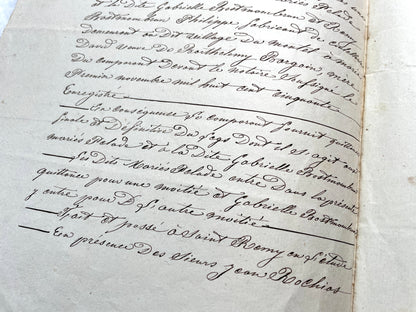 Mid 19th Century French Notarial Act with handwritten script and 'Timbre Imperial' stamp.