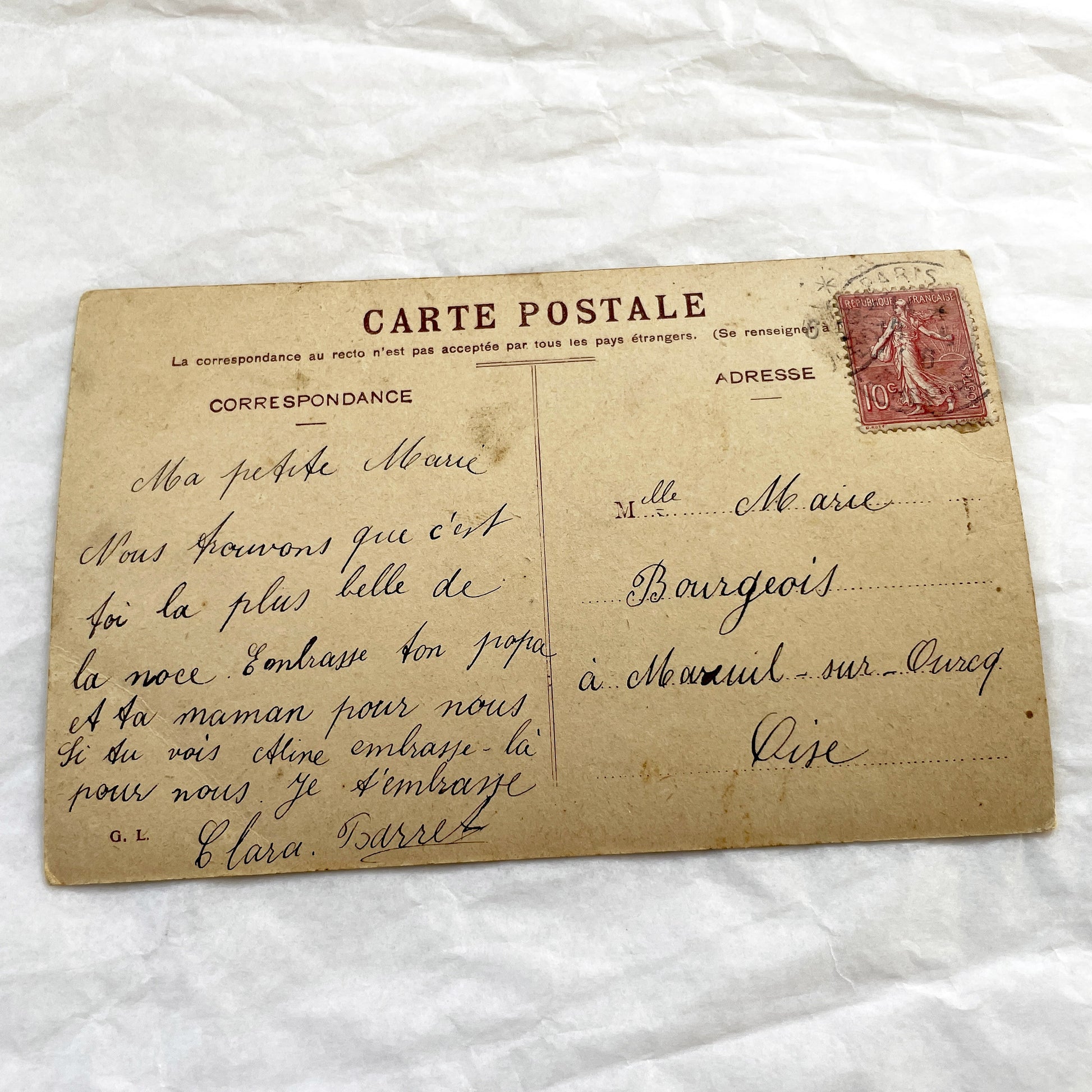 1900s - Antique French Postcard - Playful Child Portrait Photo - Vintage Ephemera Collectible - 'Tiens, Voila Pour Toi!'