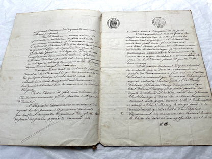 1860s French Notarial Act - Antique Legal Document with calligraphic script and Imperial stamps.