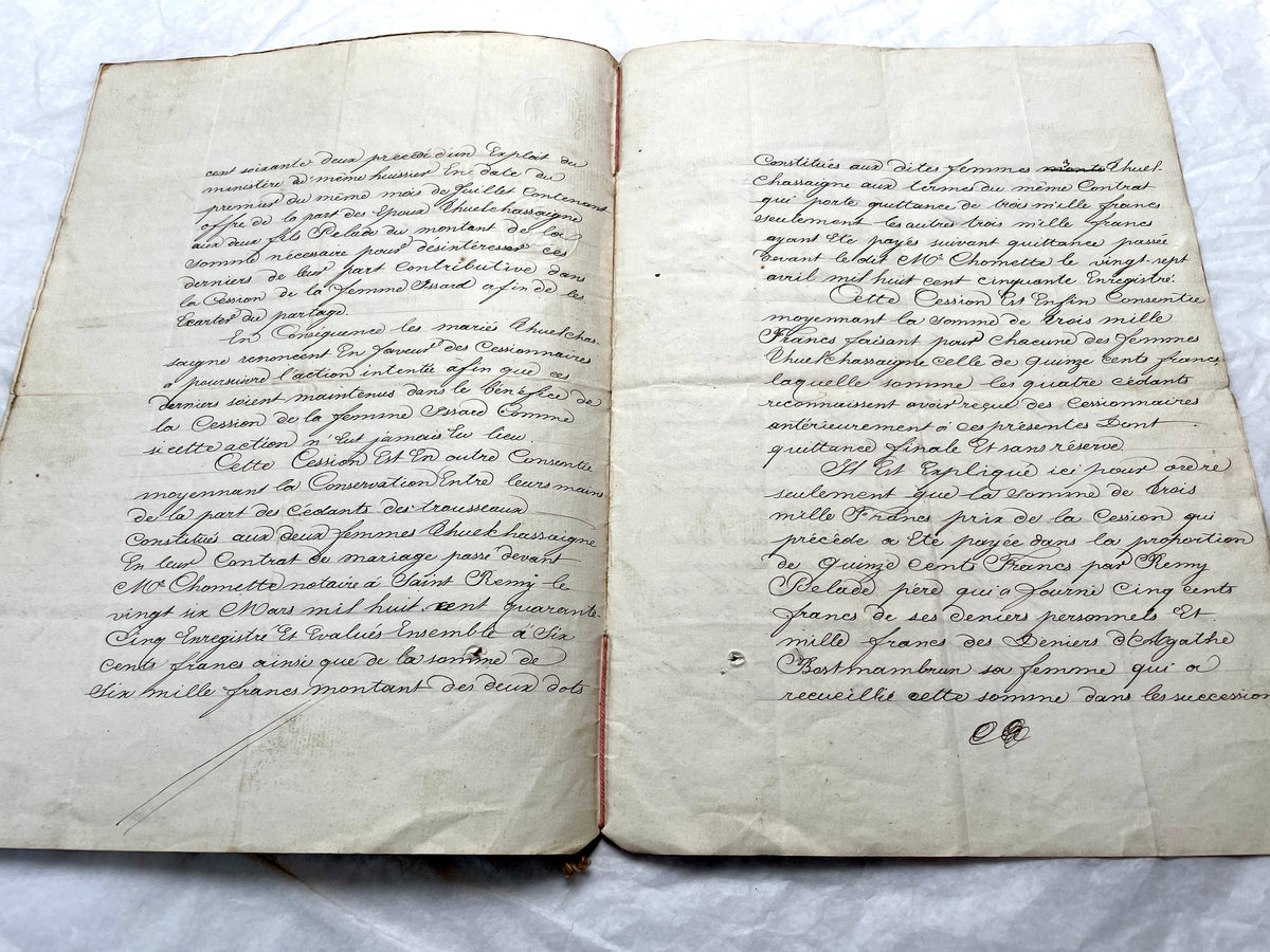 1860s French Notarial Act - Antique Legal Document with calligraphic script and Imperial stamps.