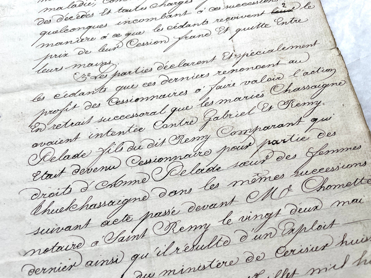 1860s French Notarial Act - Antique Legal Document with calligraphic script and Imperial stamps.
