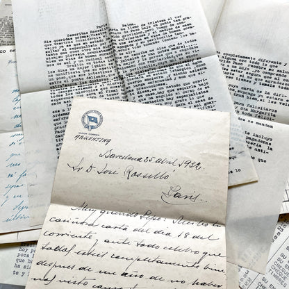 1930s - Vintage European Ephemera - Spanish and French Handwritten Letters, Bank Documents, Historical Cinema Newspaper Clippings