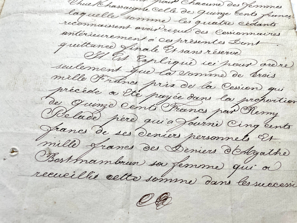 1860s French Notarial Act - Antique Legal Document with calligraphic script and Imperial stamps.