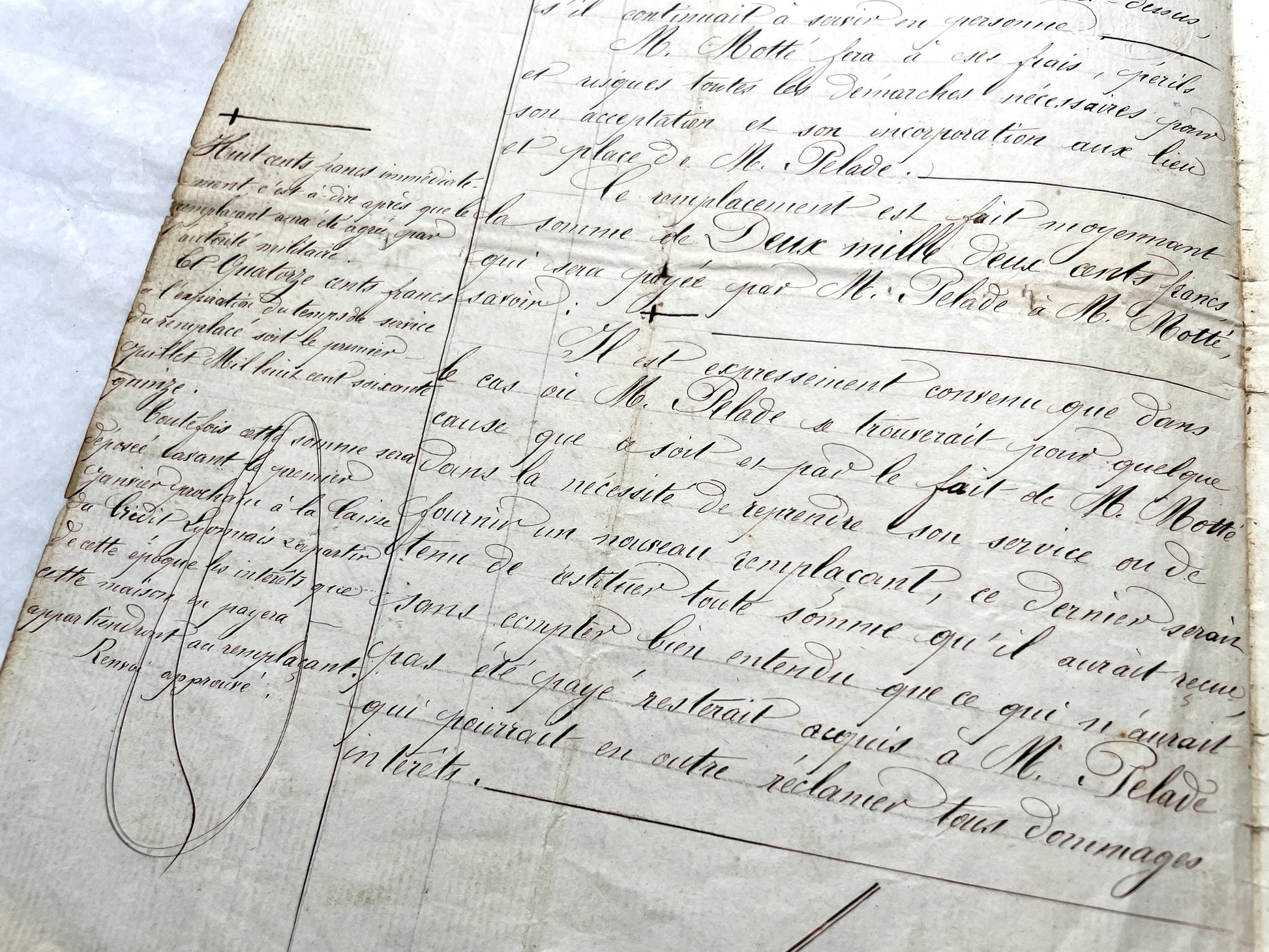 Late 19th Century French Notarial Act - Handwritten legal document from 1873 with elegant script and official stamps.