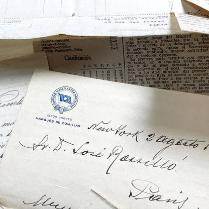 1930s - Vintage Spanish Bank Documents - Football League Clipping - Handwritten Letters from Barcelona - Military Censorship