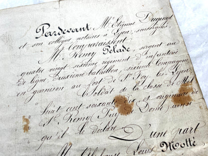 Late 19th Century French Notarial Act - Handwritten Manuscript with Elegant Calligraphy and Official Seals.