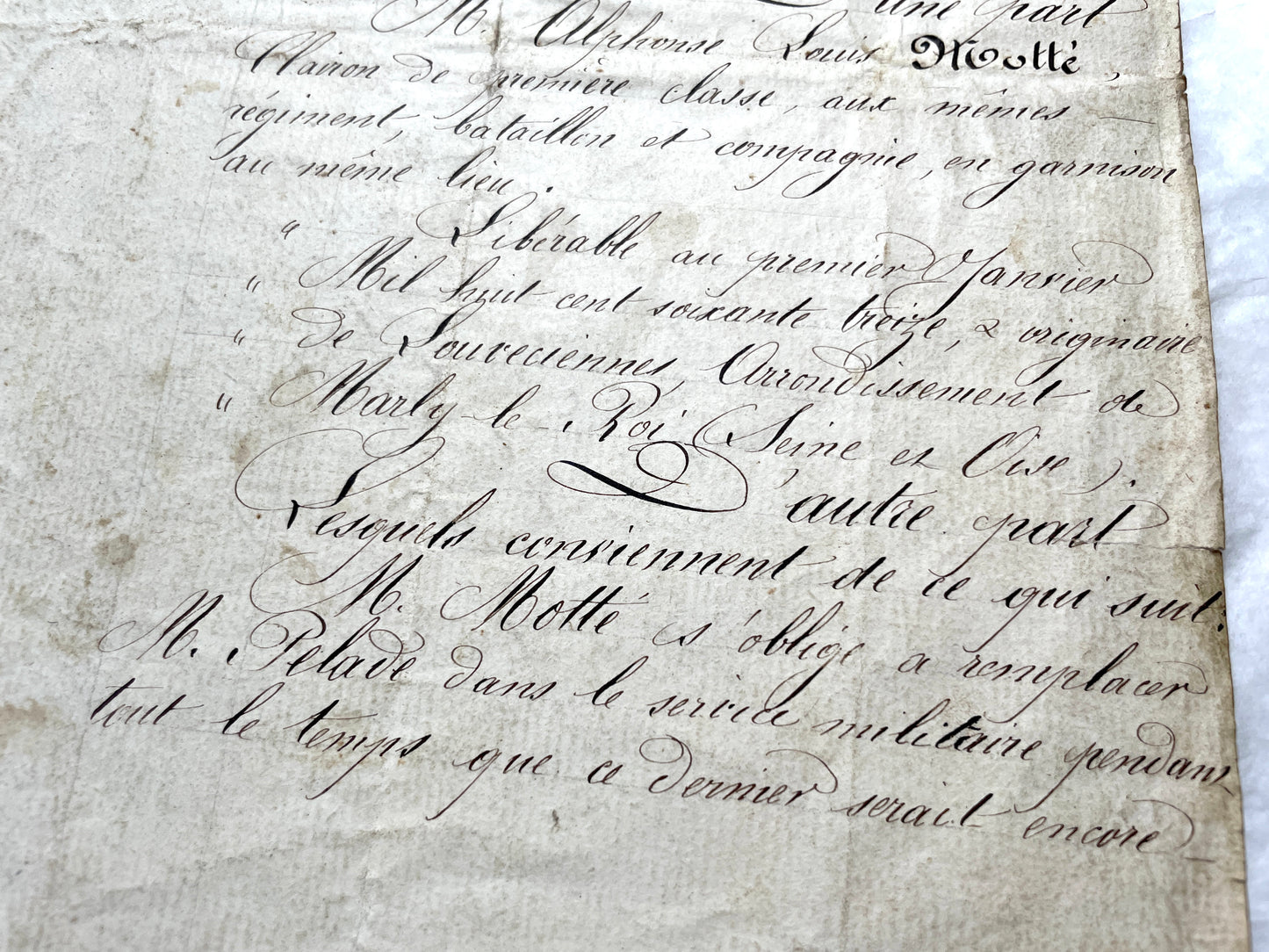 Late 19th Century French Notarial Act - Handwritten Manuscript with Elegant Calligraphy and Official Seals.