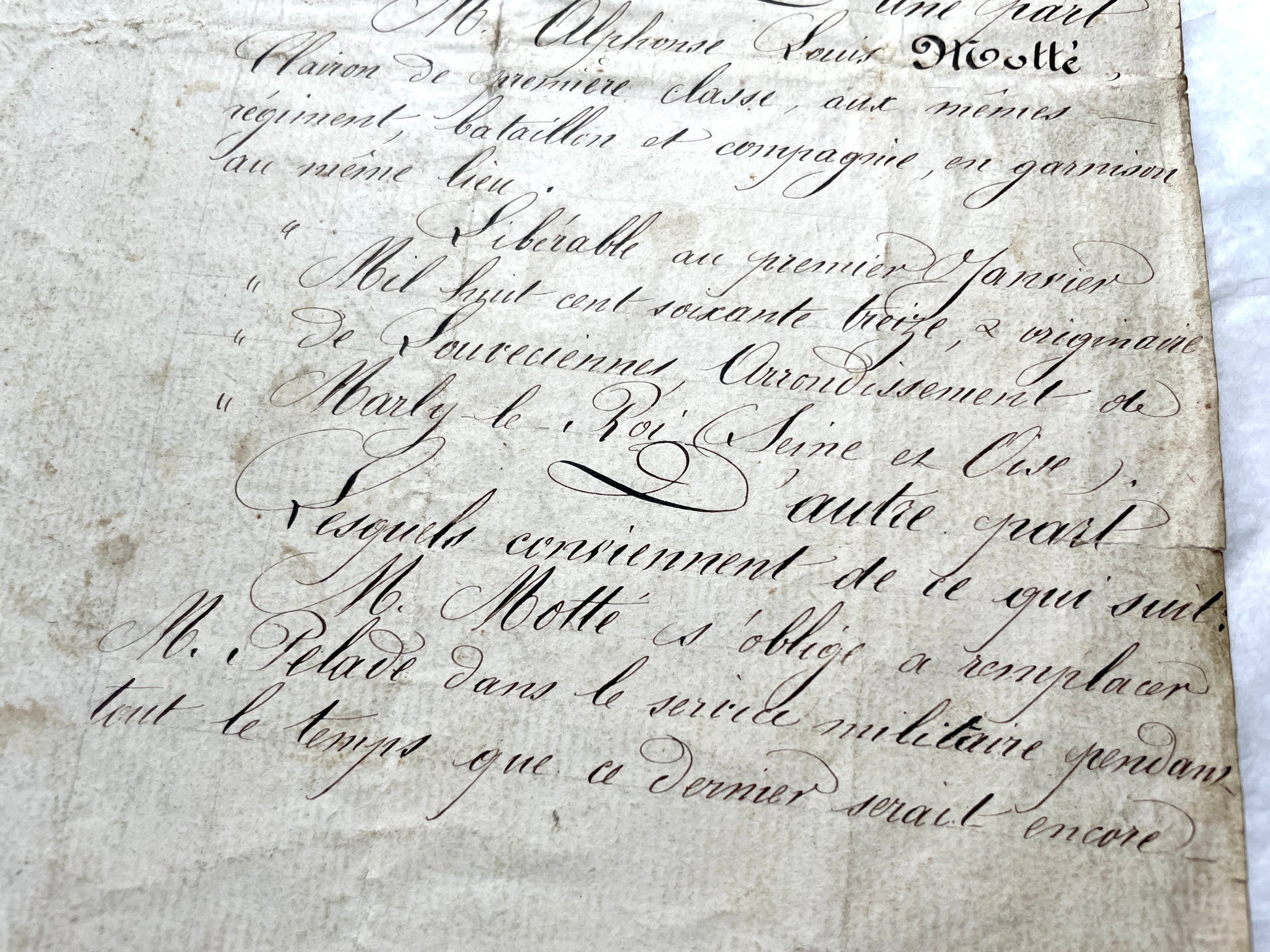 Late 19th Century French Notarial Act - Handwritten Manuscript with Elegant Calligraphy and Official Seals.