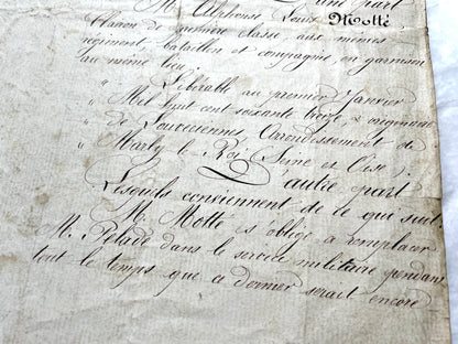 Late 19th Century French Notarial Act - Handwritten Manuscript with Elegant Calligraphy and Official Seals.
