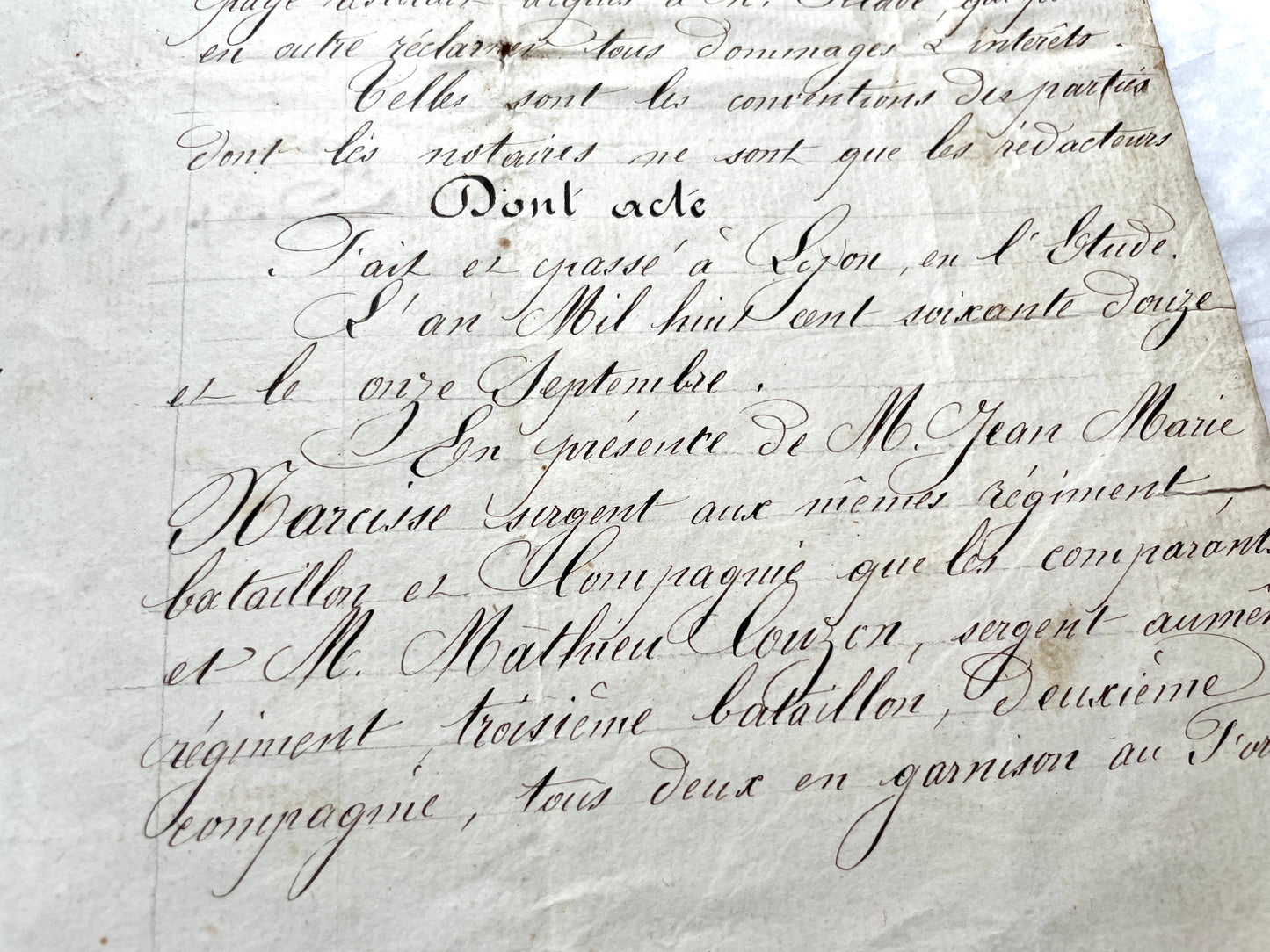 Late 19th Century French Notarial Act - Handwritten Manuscript with Elegant Calligraphy and Official Seals.