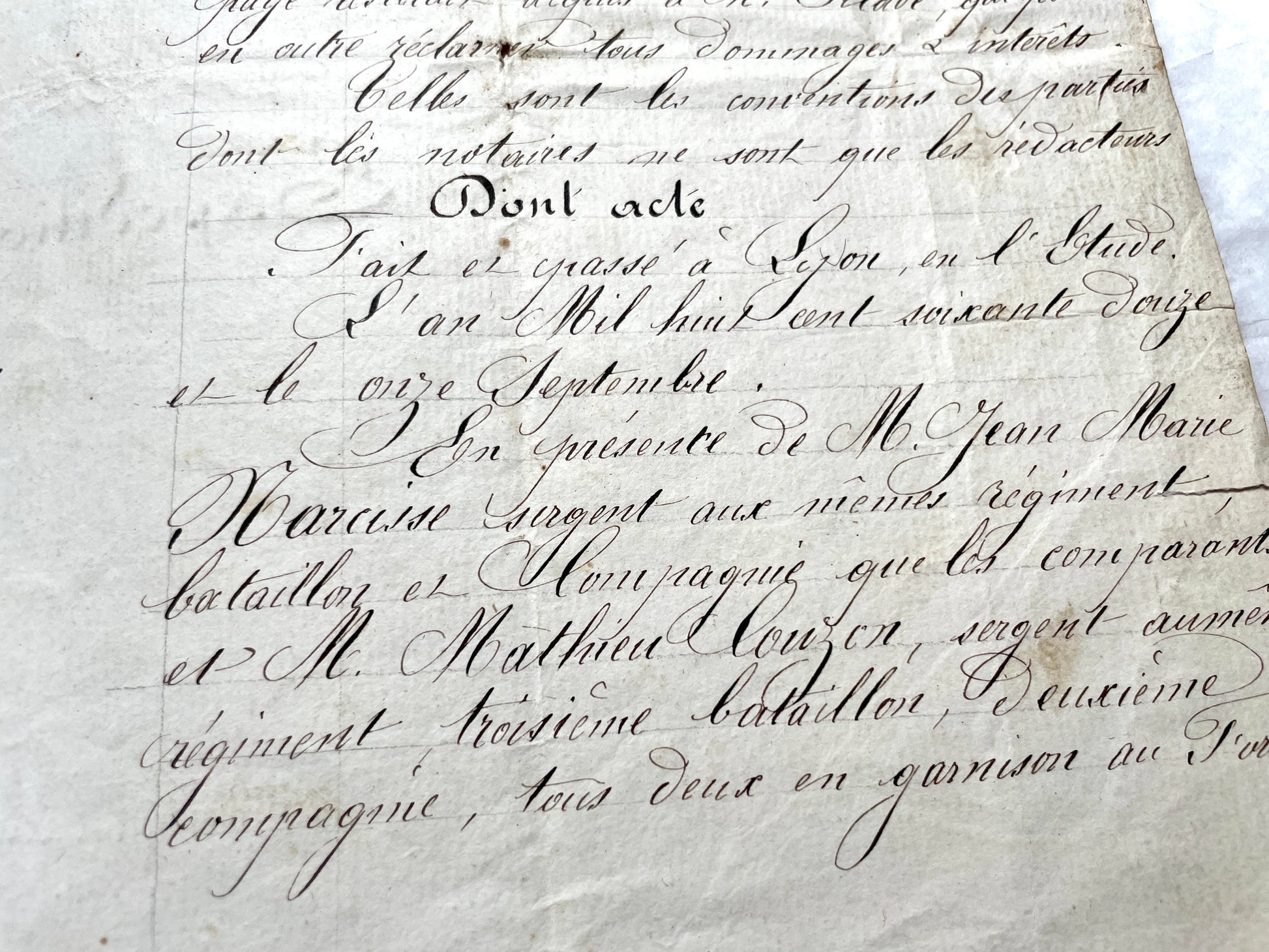 Late 19th Century French Notarial Act - Handwritten Manuscript with Elegant Calligraphy and Official Seals.