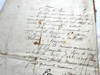 Late 19th Century French Notarial Act - Handwritten Manuscript with Elegant Calligraphy and Official Seals.