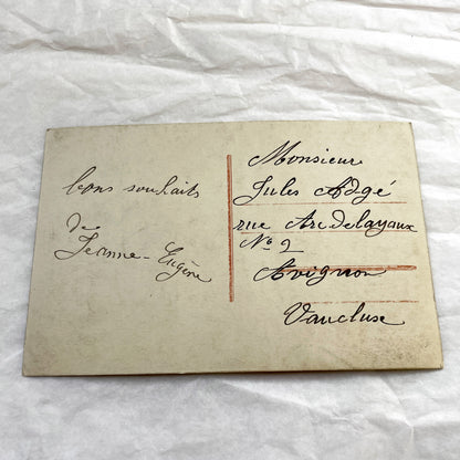 1910s - Vintage French Postcard - Elegant Edwardian Woman Portrait - Plush Fur Stole - Bonne Année New Year Greeting - Hand Tinted Sepia.