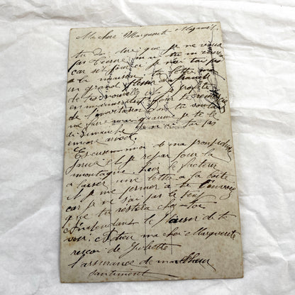 1900s - Antique French Hand-Tinted Postcard - Sepia Portrait Young Woman With Orchid - Vintage French Ephemera - Art Nouveau Style