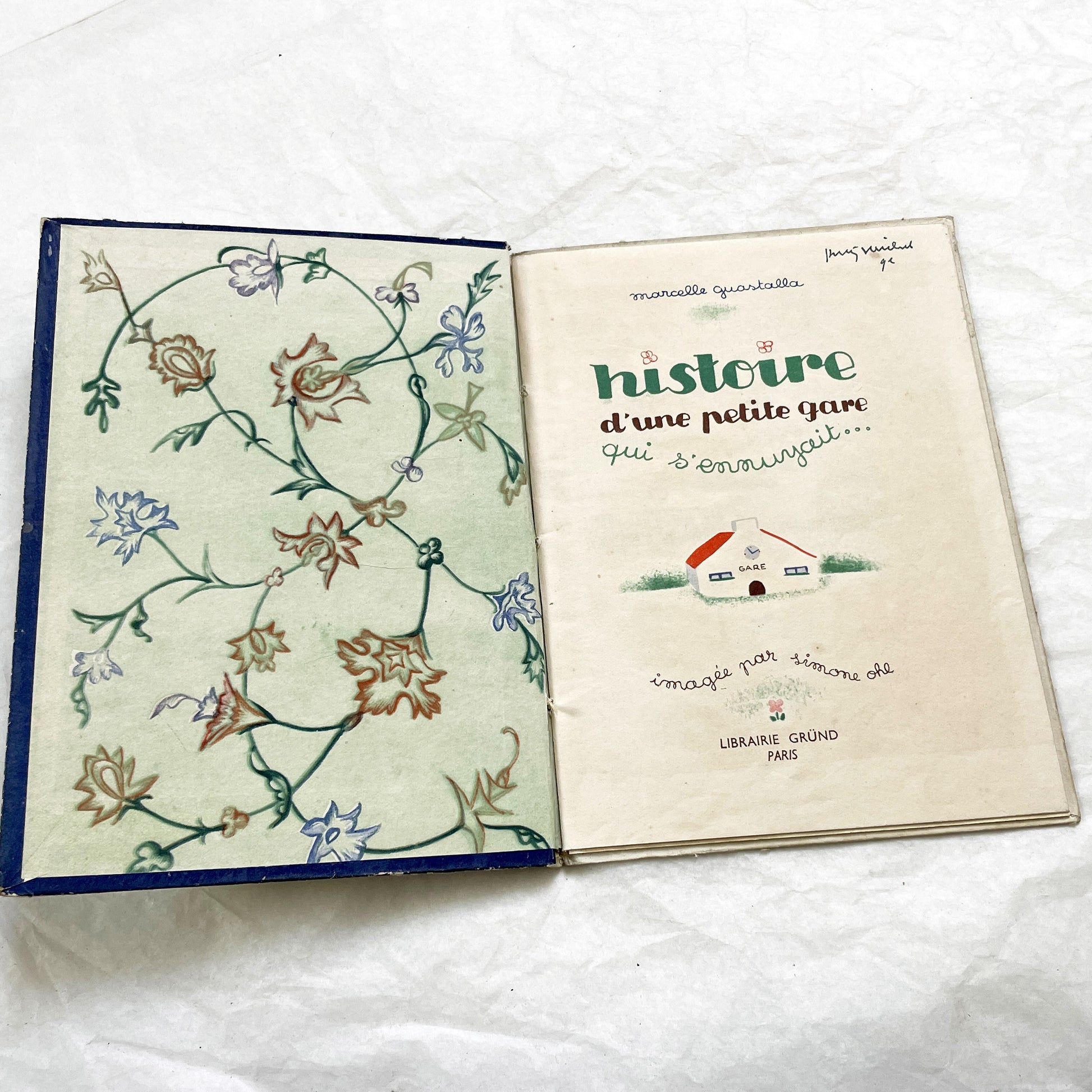 1940s - Histoire d'une Petite Gare qui s'ennuyait - Marcelle Quartalla - Vintage French Children's Illustrated Book - Simone Ohl - Gründ