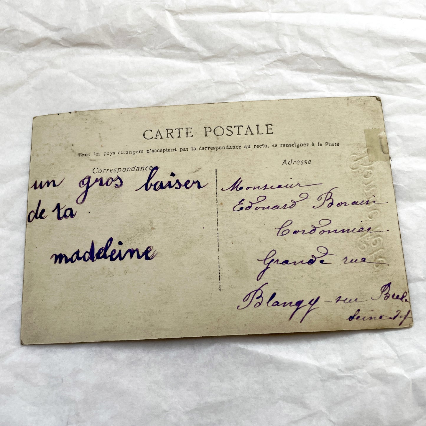 1900s - Antique French Postcard - Young Woman with Bouquet - Early Telephone - Hand-Colored Photo - Bonne Fête Greeting Card - Ephemera