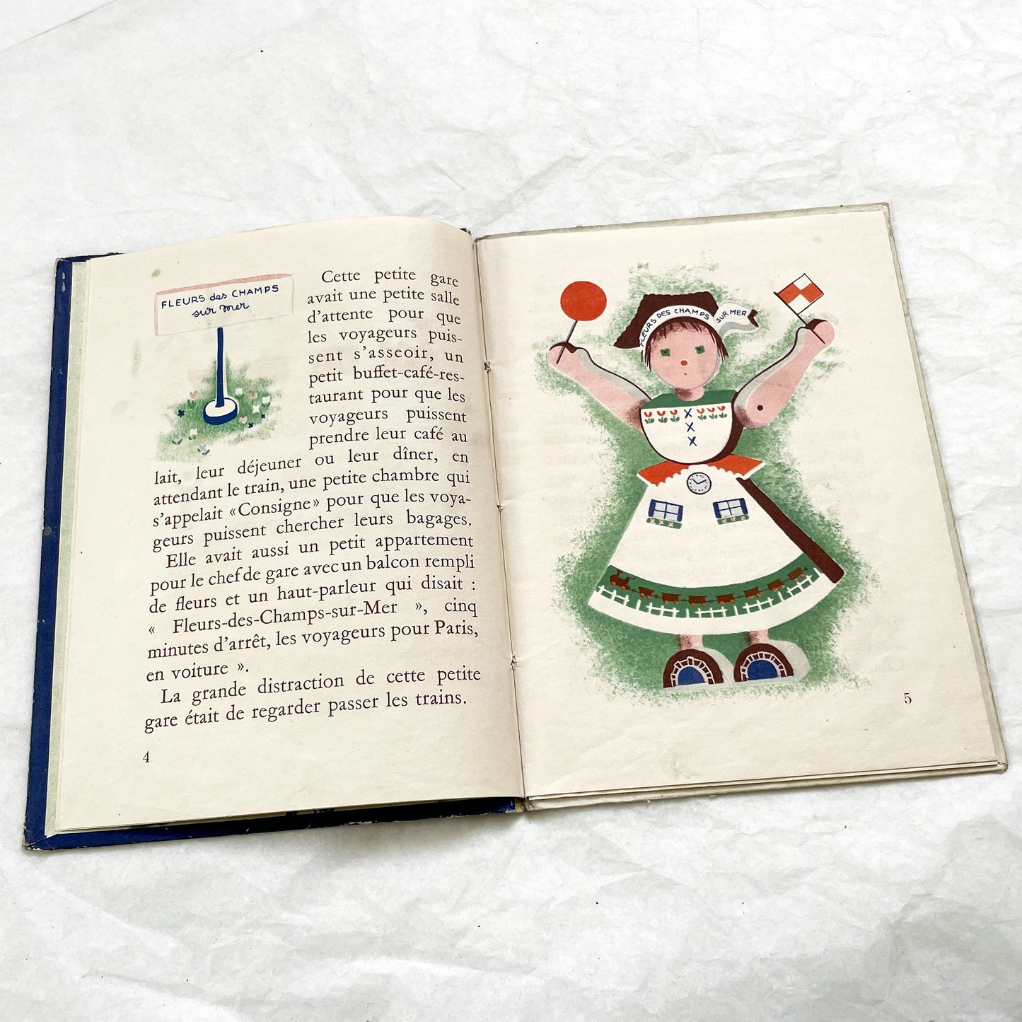 1940s - Histoire d'une Petite Gare qui s'ennuyait - Marcelle Quartalla - Vintage French Children's Illustrated Book - Simone Ohl - Gründ