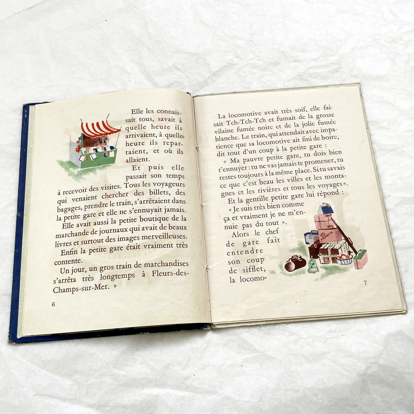 1940s - Histoire d'une Petite Gare qui s'ennuyait - Marcelle Quartalla - Vintage French Children's Illustrated Book - Simone Ohl - Gründ