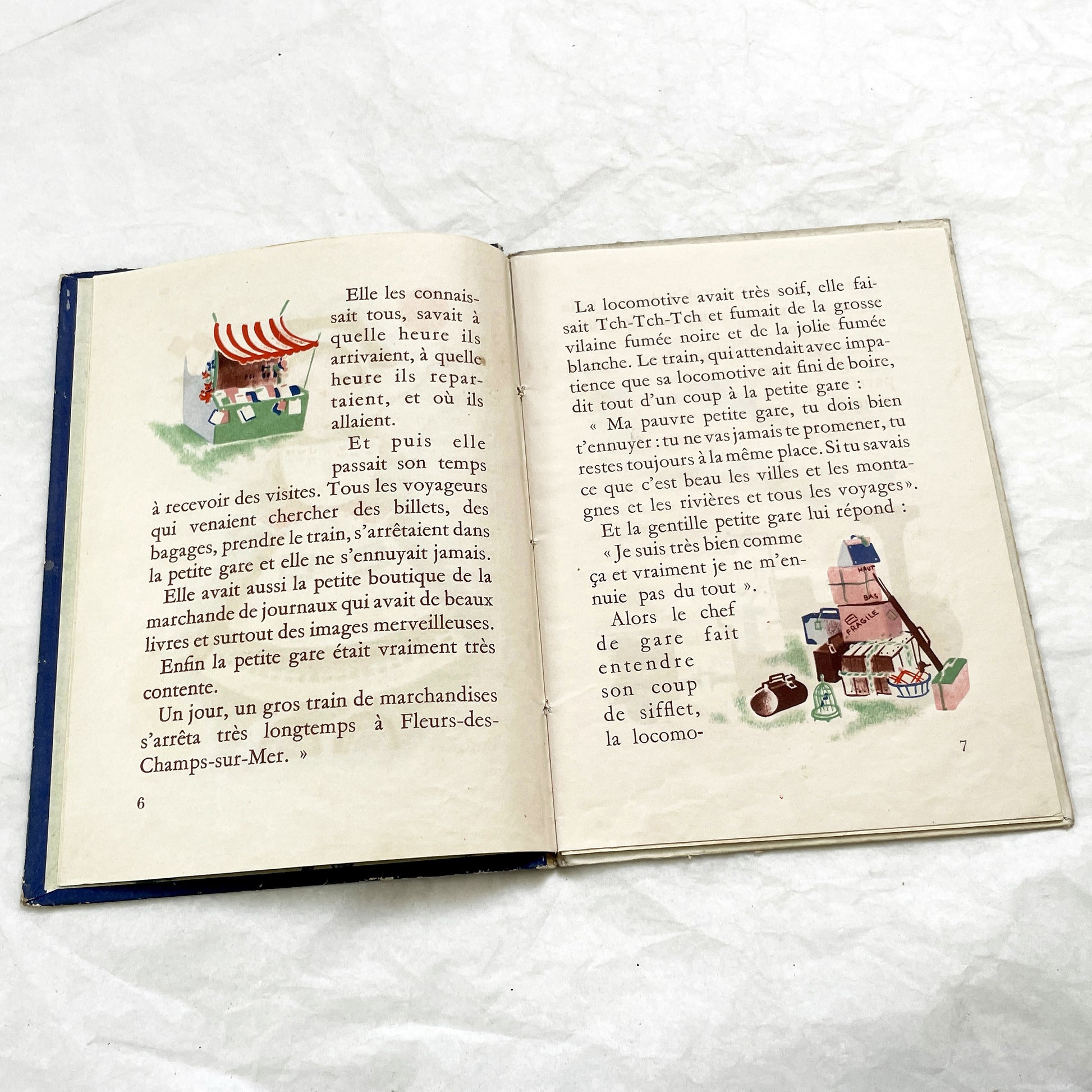 1940s - Histoire d'une Petite Gare qui s'ennuyait - Marcelle Quartalla - Vintage French Children's Illustrated Book - Simone Ohl - Gründ