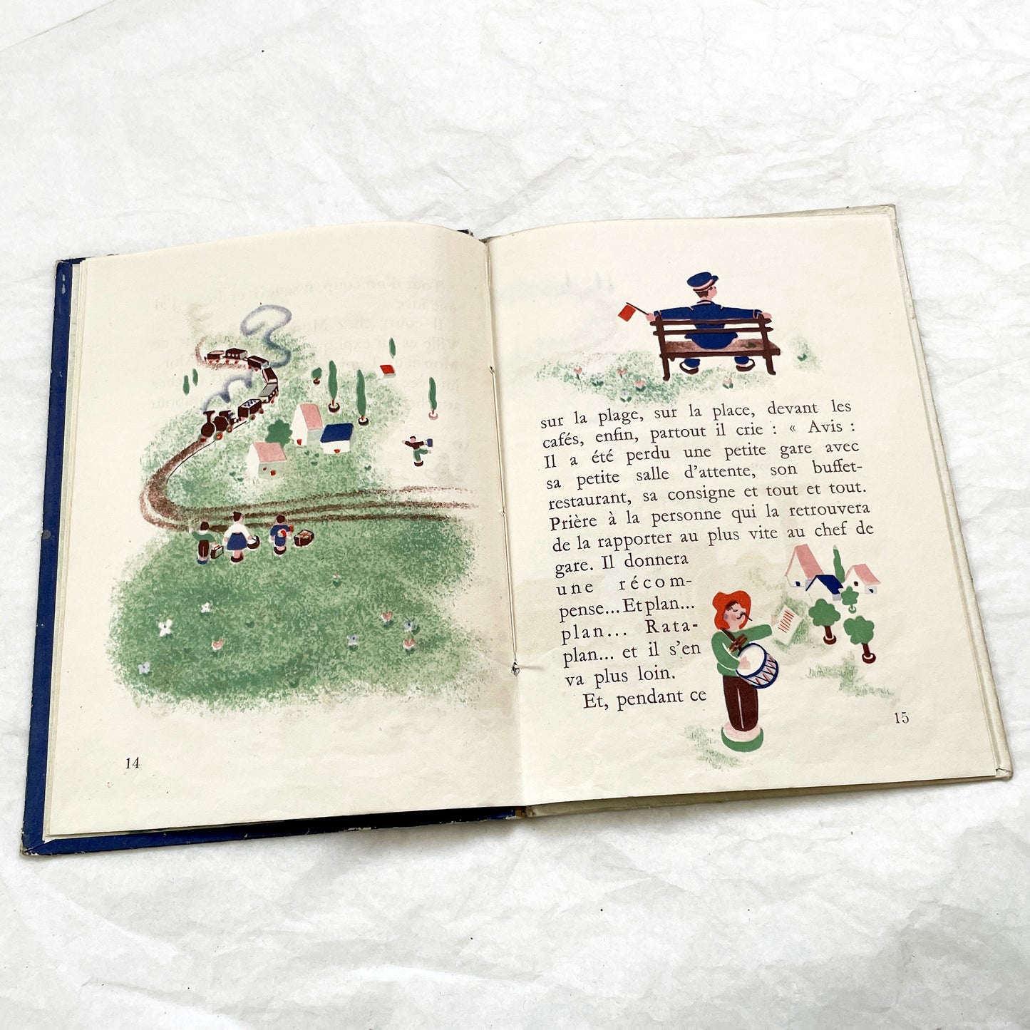 1940s - Histoire d'une Petite Gare qui s'ennuyait - Marcelle Quartalla - Vintage French Children's Illustrated Book - Simone Ohl - Gründ