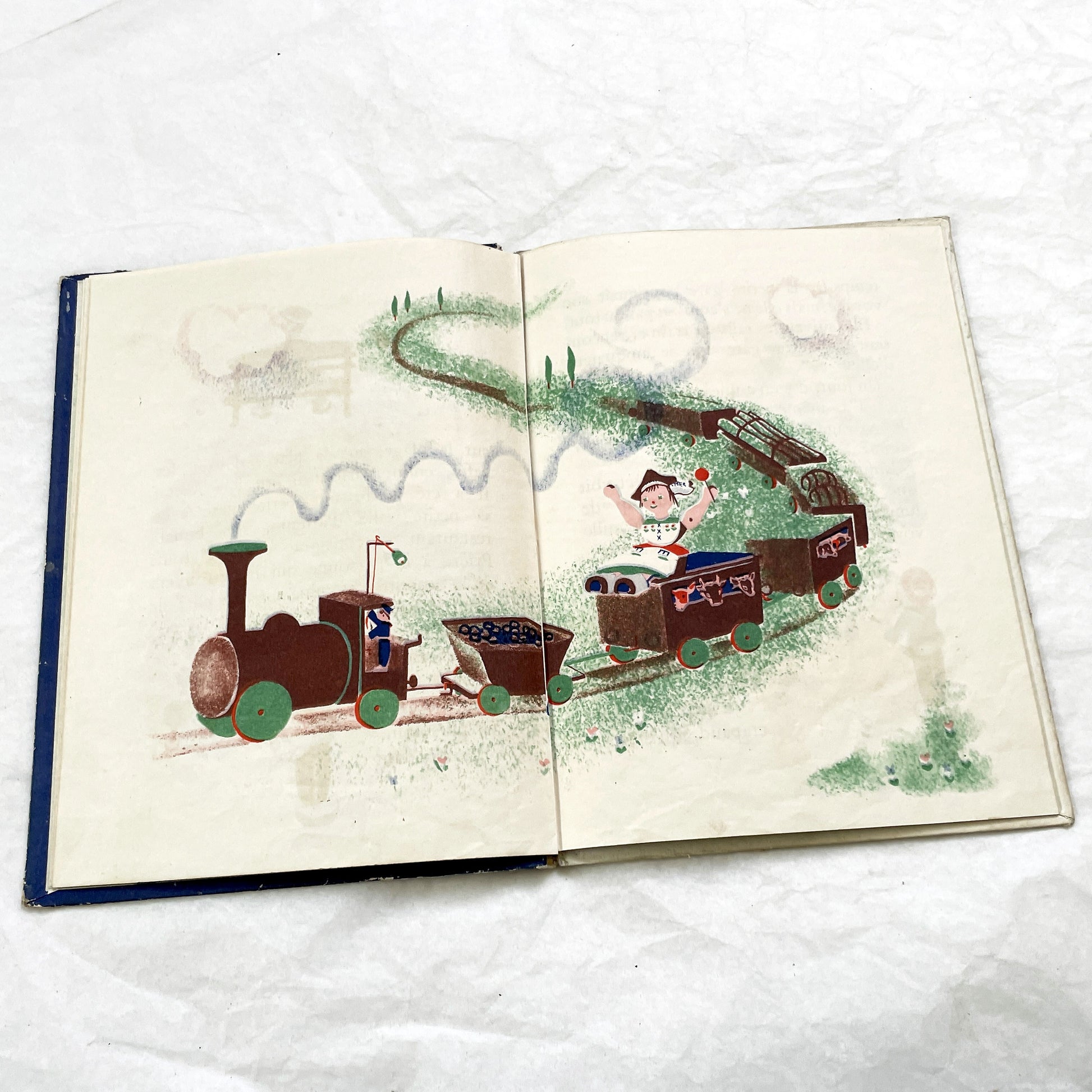 1940s - Histoire d'une Petite Gare qui s'ennuyait - Marcelle Quartalla - Vintage French Children's Illustrated Book - Simone Ohl - Gründ