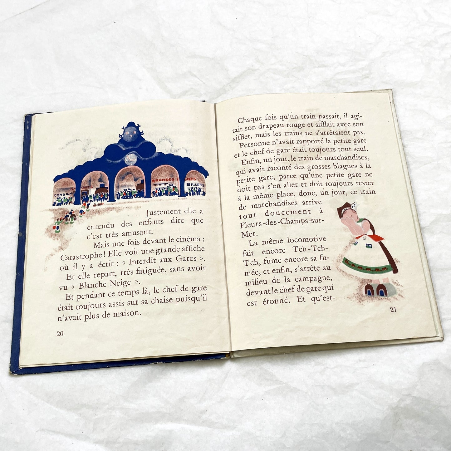 1940s - Histoire d'une Petite Gare qui s'ennuyait - Marcelle Quartalla - Vintage French Children's Illustrated Book - Simone Ohl - Gründ