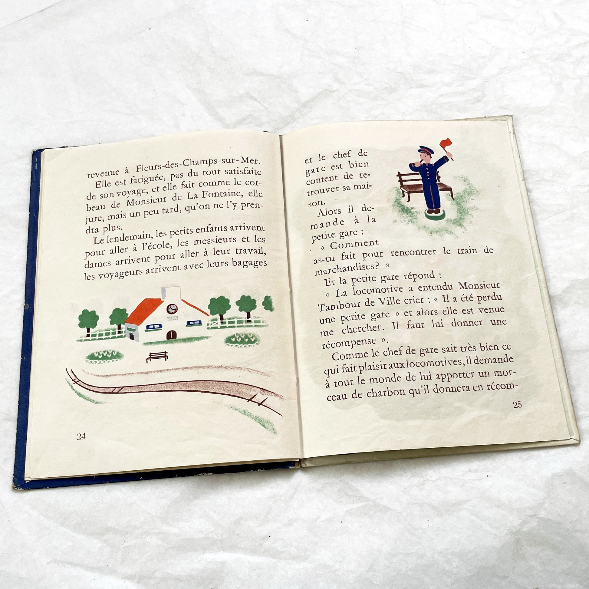 1940s - Histoire d'une Petite Gare qui s'ennuyait - Marcelle Quartalla - Vintage French Children's Illustrated Book - Simone Ohl - Gründ