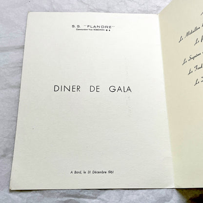 1960s - Vintage French Line Menu from SS Flandre Ship - Gala Dinner New Year's Eve 1961 - Versailles Art Cover - Collectible Ocean Liner