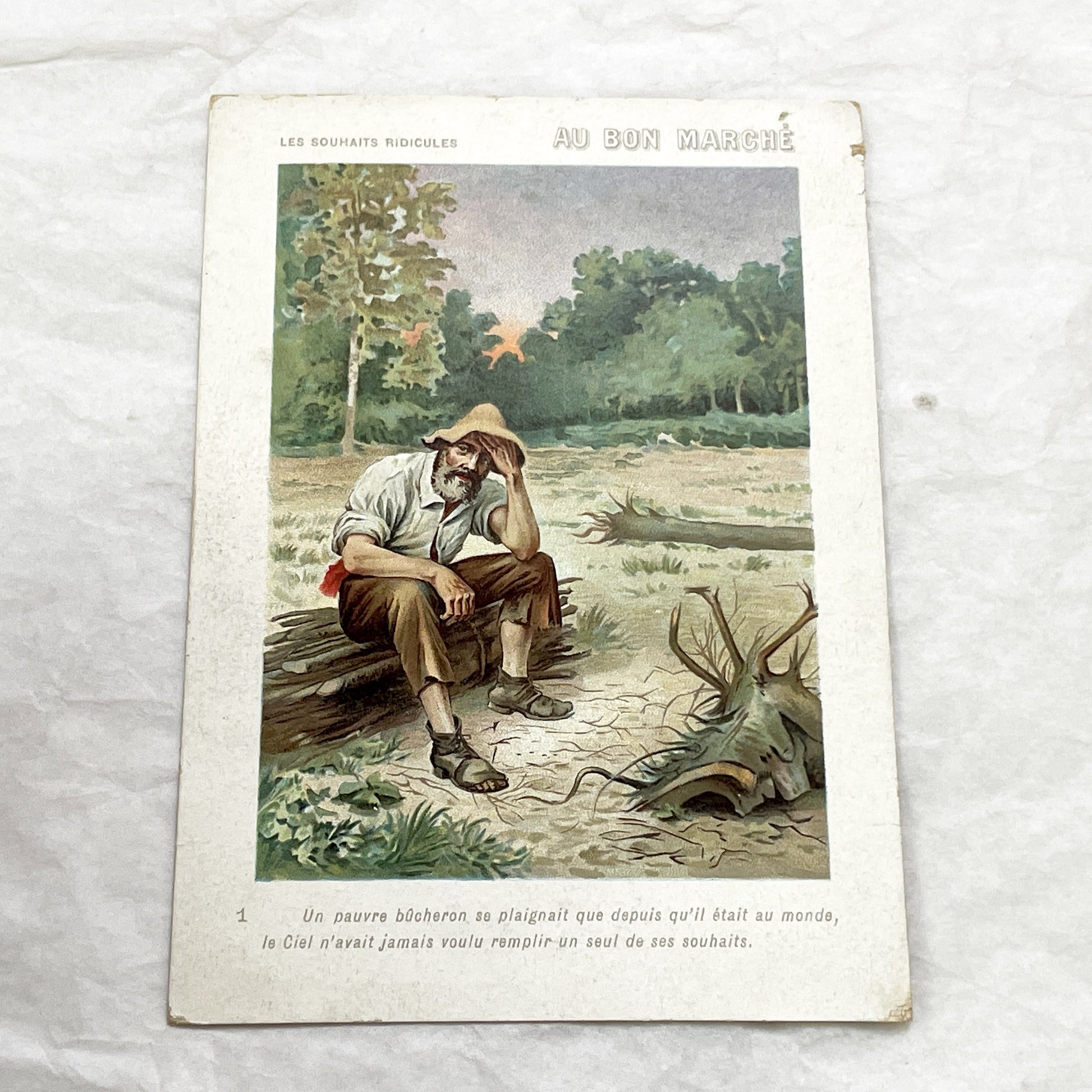 1900s - Au Bon Marché Chromo Card - French Advertising Ephemera - Les Souhaits Ridicules - Vintage Paris Department Store Art Print