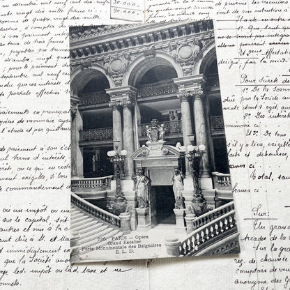 1910s - Paris Opera Grand Staircase Monumental Entrance Postcard - Palais Garnier Architecture - French Landmark Souvenir